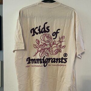 Kids of Immigrants ecru t-shirt -- size L